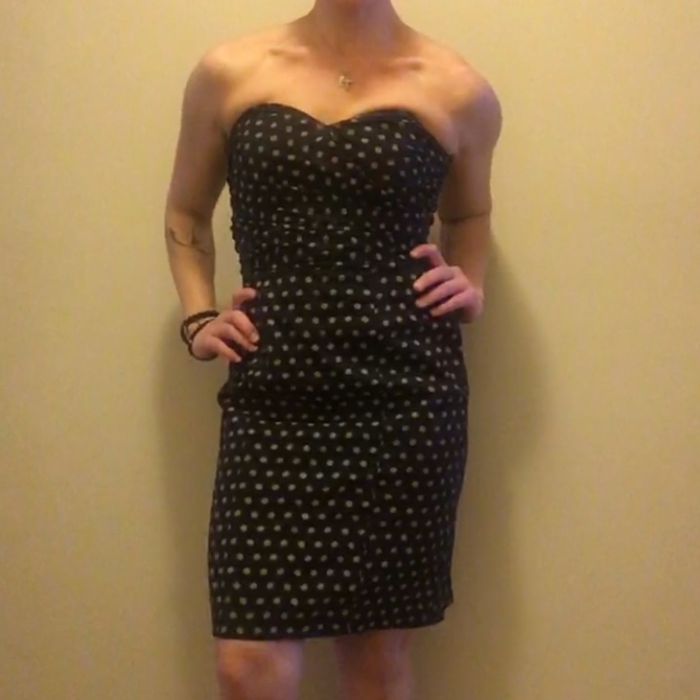 H&M - Black Polka Dot Strapless Sex Bomb